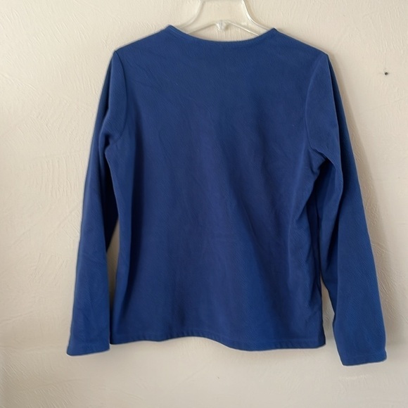 Lands End Micro Fleece Pullover Size M 10–12 Button in Front Crew Neck Buttons - Picture 6 of 13